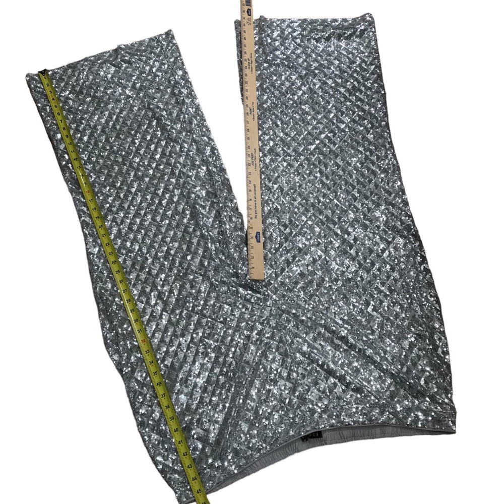 Eloquii Size 26 Renaissance Ready GLAM Silver Sequin Wide Leg Party Pants Plus - Picture 11 of 13